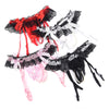 Image of Sexy Garter Belt For Stocking Black Lace Suspenders Women Sexy Open Crotch Pearl Panties Bow Lingerie Garter Exotic Accessories