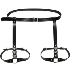 Sexy Harajuku Leather Punk Goth Garter Belts Women Leg Ring with 2 Suspenders Straps and Detachable O-ring Leg Body Harness