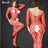 Image of Sexy Hot Erotic Large Fishnet Honeycomb Backless V Cut Bodystocking Bodysuit Lingerie Bodysuit Latex Catsuit Wetlook + Stockings