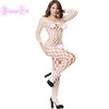Image of Sexy Hot Erotic Large Fishnet Honeycomb Backless V Cut Bodystocking Bodysuit Lingerie Bodysuit Latex Catsuit Wetlook + Stockings