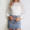Image of Sexy Lace Bodysuits Turtleneck Chiffon Skinny Rompers Women 2019 Spring Autumn Clothes Polka Dot Bodysuits Long Sleeve Jumpsuit