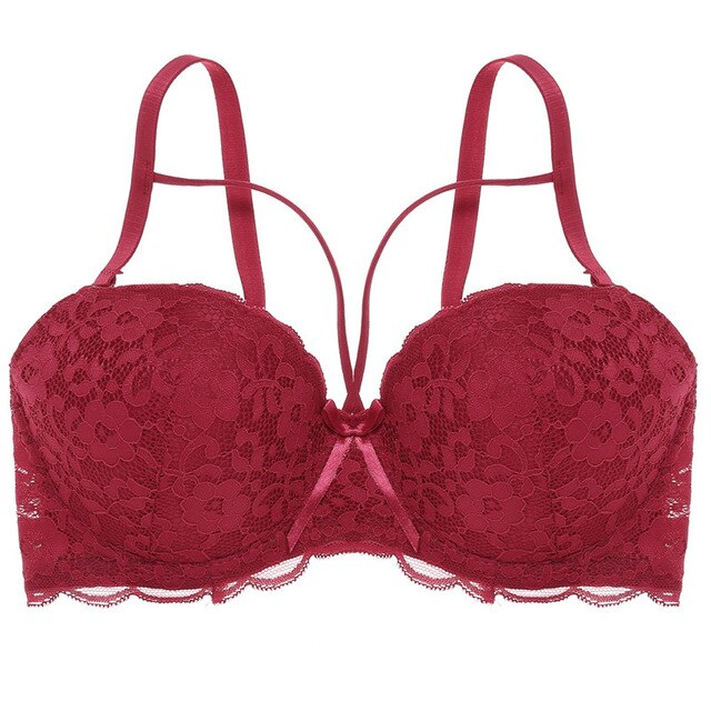 Sexy Lace Bra Fashion Racerback Floral Bras For Women B C Cup Underwire Lingerie Bralette Female Bow Brallete Brassiere 36 42