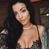 Image of Sexy Lace Bra Set A-F Cup Push Up Perspective Lingerie Bikini Ultra-Thin Openwork Set Top Underwear Women White Black  Woman