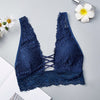 Image of Sexy Lace Bralette Camisoles Tank Top Women Deep V Back Cross Wirefree Underwear Lingerie Brassiere