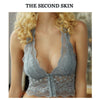Image of Sexy Lace Bralette Top Push Up Backless Bra For Women Wireless Plus Size LongLine Thin Cotton Lingerie Underwear Brassiere White