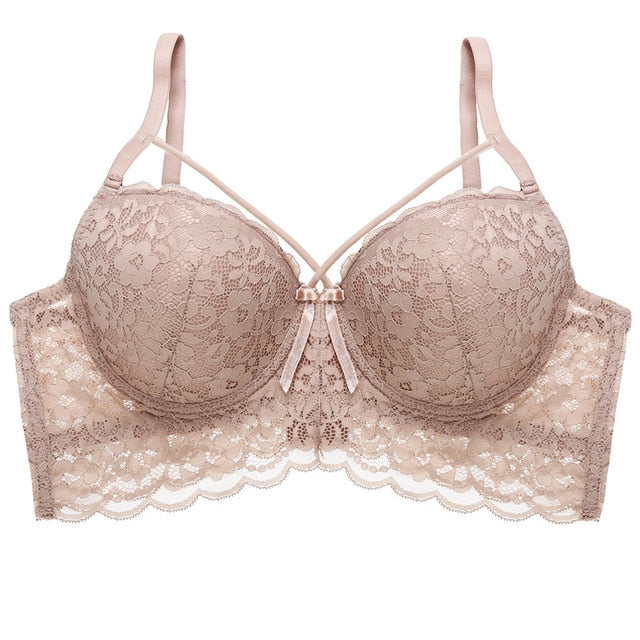 Sexy Lace Bras For Women Fashion Strappy Plus Size Bra Ultra-thin Lingerie C D Cup Brassiere Female Underwear Big Size Bralette