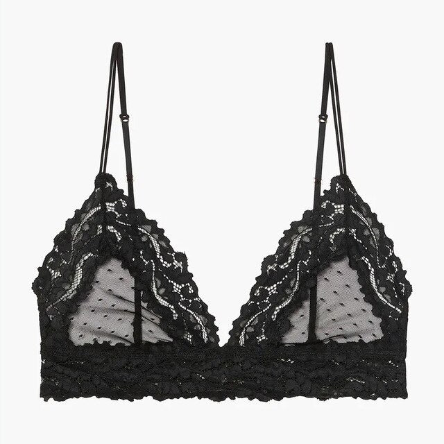 Sexy Lace Mesh Patchwork Women Bralette Floral Sheer Pattern Femme Bustier Bra Tops Unpadded Push Up Backless Ladies Lingerie