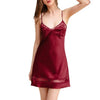 Image of Sexy Ladies Night Dress Nuisette Silk Sleepwear Satin Nightgown V-neck Slip Nighties Summer Lace Night Gown Lingerie For Women#1