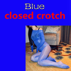 Sexy Lingerie Hot O Neck Oily Stockings Tights For Women Sexy Pantyhose Open Crotch Bodystocking 8D Thin lingerie bodysuit
