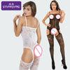 Image of Sexy Lingerie Lace Body Sock Mesh Bodysuit Open Crotch Sheer Netting Pantyhose Sex For Women Erotic Garter Siamese Socks Fishnet