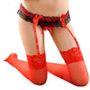 Image of Sexy Lingerie Solid Women Underwear Stocking Lady Bowknot Lace Pearl G string Garter Belt Lingerie Briefs Thongs Suspenders