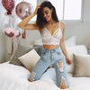 Image of Sexy Lingerie clear Bras women sexy hot lace underwear cupless bra perspective small vest with sexy shelf bra open cup lingerie