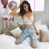 Image of Sexy Lingerie clear Bras women sexy hot lace underwear cupless bra perspective small vest with sexy shelf bra open cup lingerie