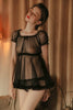 Image of Sexy Net Lingeries Christmas Lenceria Babydoll Bridal Lingerie See Through Sissy Exotic Mini Night Dress Sleep Set with G String