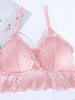 Image of Sexy Sheer Lace Bras for Women Padded Solid Pink White Black Spaghetti Straps Bralette Wire Free Beauty Back Female BH underwear