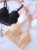 Image of Sexy Sheer Lace Bras for Women Padded Solid Pink White Black Spaghetti Straps Bralette Wire Free Beauty Back Female BH underwear
