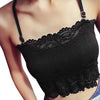 Image of Sexy Solid Adjustable Strap Camisoles Detachable Chest Pad Wide Hem Lace Tanks Crop Top Female Newest Lace Sleeveless Vest