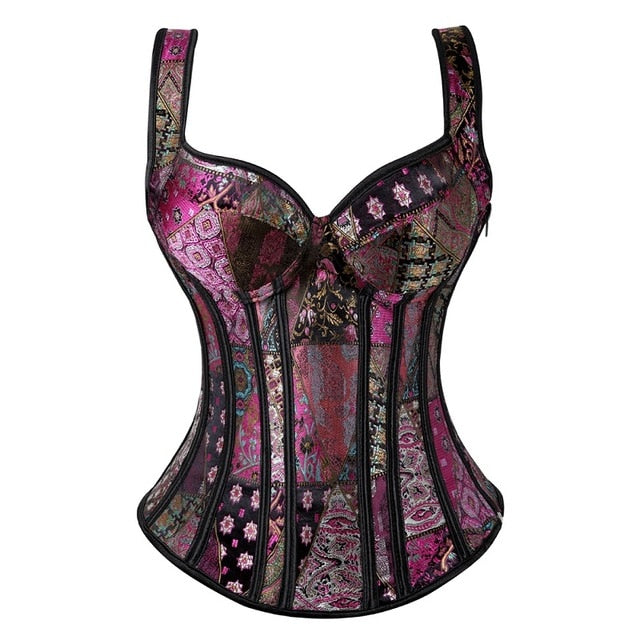 Sexy Steampunk Zipper Corset Plus Size Retro Cosplay Bustier Party Dress Black Lacing-up corselet Women Top