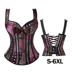 Sexy Steampunk Zipper Corset Plus Size Retro Cosplay Bustier Party Dress Black Lacing-up corselet Women Top