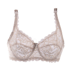 Sexy Underwear 3/4 Cup Minimizer Non Padded Underwire Bras Tow Hook-and-eye Lace Sheer Bra Size 70 75 80 85 90 push up bra