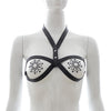 Image of Sexy Underwear Leather Bra Bondage Flirting Toys Fetish Adjustable Collar Open Bra And Nipple Cover Chastity Lingerie For Women
