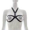 Image of Sexy Underwear Leather Bra Bondage Flirting Toys Fetish Adjustable Collar Open Bra And Nipple Cover Chastity Lingerie For Women
