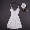 Image of Sexy White Women Nightwear Lace Nightdress Nighty Mini Nightgown Suspender Skirt Sleepwear Rayon Sleeveless For Female M-XXL