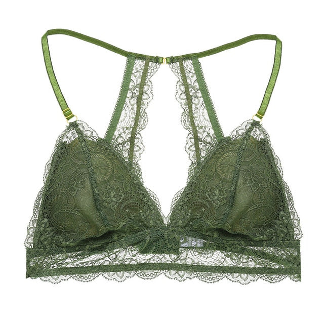 Sexy Wireless Bralette For Women 3/4 Cup Female Lace Bra Unlined Underwear Fashion 6 Colors Backless Crop Top Wire Free Lingerie