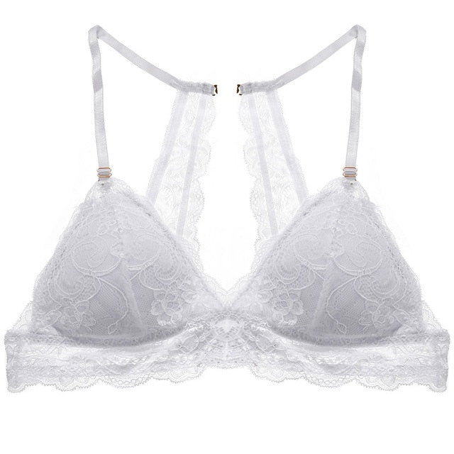 Sexy Wireless Bralette For Women 3/4 Cup Female Lace Bra Unlined Underwear Fashion 6 Colors Backless Crop Top Wire Free Lingerie