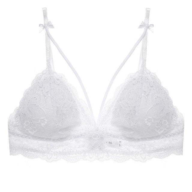 Sexy Wireless Bralette For Women 3/4 Cup Female Lace Bra Unlined Underwear Fashion 6 Colors Backless Crop Top Wire Free Lingerie