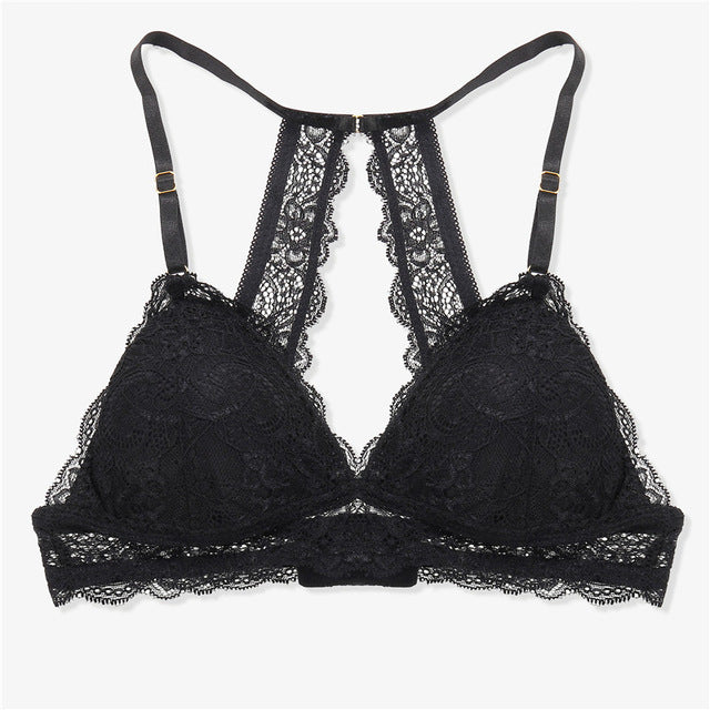 Sexy Wireless Bralette For Women 3/4 Cup Female Lace Bra Unlined Underwear Fashion 6 Colors Backless Crop Top Wire Free Lingerie