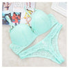 Image of Sexy Women Lace Drill Bras Set Women Push Up Underwear Sets Bra And Thong Bra Briefs Panties Intimates Sets Dot Printed