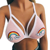 Image of Sexy Women Lingerie Bra Cute Rainbow Print Bandage Cutout Bralette Erotic Underwear Crop Top Underwear Sexy Clothes