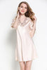 Image of Sexy Women Satin Sleepwear Silk Nightgown Half Sleeve Embroidery Nightdress Sexy Lingerie Plus Size S M L XL XXL Female Nightie