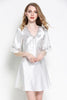 Image of Sexy Women Satin Sleepwear Silk Nightgown Half Sleeve Embroidery Nightdress Sexy Lingerie Plus Size S M L XL XXL Female Nightie
