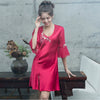 Image of Sexy Women Satin Sleepwear Silk Nightgown Half Sleeve Embroidery Nightdress Sexy Lingerie Plus Size S M L XL  Female Nightie