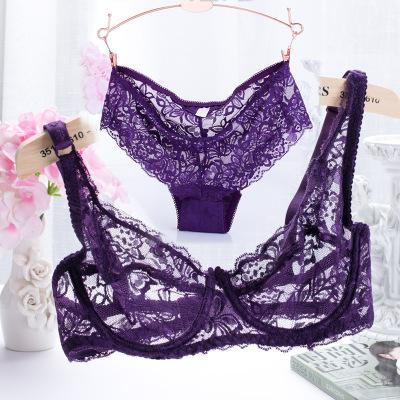 Sexy push up bra briefs set ultra thin sexy bra lingerie set big size Lace Bra Briefs Set Sexy V Neck Plunge u Lace Bra Briefs