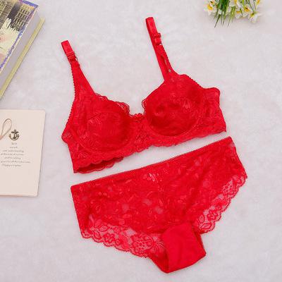 Sexy push up bra briefs set ultra thin sexy bra lingerie set big size Lace Bra Briefs Set Sexy V Neck Plunge u Lace Bra Briefs