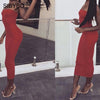 Image of Sibybo Off Shoulder Strapless Sexy Women Dress Sleeveless Straight Long Bodycon Dress Backless Casual Summer Party Dress Women