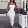 Image of Sibybo Off Shoulder Strapless Sexy Women Dress Sleeveless Straight Long Bodycon Dress Backless Casual Summer Party Dress Women