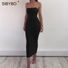 Image of Sibybo Spaghetti Strap Backless Sexy Long Dress Party Off Shoulder Strapless Summer Maxi Dress Black Spring Bodycon Dress Women