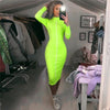 Image of Simenual Casual Bodycon Women Long Dress Fashion Full Sleeve Striped Patchwork  Dresses Fashion Turtleneck Ladies Skinny Dresses