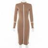 Image of Simenual Casual Bodycon Women Long Dress Fashion Full Sleeve Striped Patchwork  Dresses Fashion Turtleneck Ladies Skinny Dresses