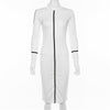Image of Simenual Casual Bodycon Women Long Dress Fashion Full Sleeve Striped Patchwork  Dresses Fashion Turtleneck Ladies Skinny Dresses