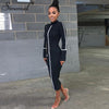 Image of Simenual Casual Bodycon Women Long Dress Fashion Full Sleeve Striped Patchwork  Dresses Fashion Turtleneck Ladies Skinny Dresses