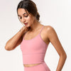 Image of Soft Nylon Workout Fitness Crop Tops Built In Bra Women Padded Running Yoga Longline Sports Bra Push Up Training Gym Tank Top