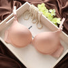 Image of Solid color brief front button bra adjustable sexy bra small push up underwear