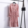 Image of Summer Korean Chiffon Women Dress Elegant Ladies Vintage Long Dress Boho Floral Office Long Sleeve Vestidos Clothing 5LYQ003