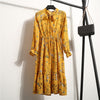 Image of Summer Korean Chiffon Women Dress Elegant Ladies Vintage Long Dress Boho Floral Office Long Sleeve Vestidos Clothing 5LYQ003