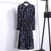 Image of Summer Korean Chiffon Women Dress Elegant Ladies Vintage Long Dress Boho Floral Office Long Sleeve Vestidos Clothing 5LYQ003